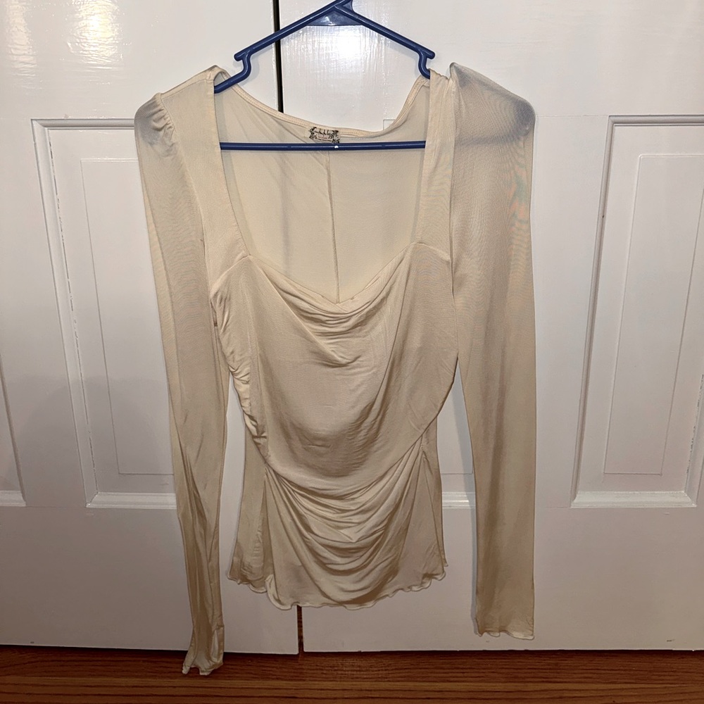 Free People Intimately Cream Ruffle Shirt